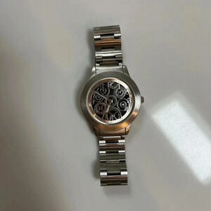 Womens Silver Stainless Steel Large Statement Watch